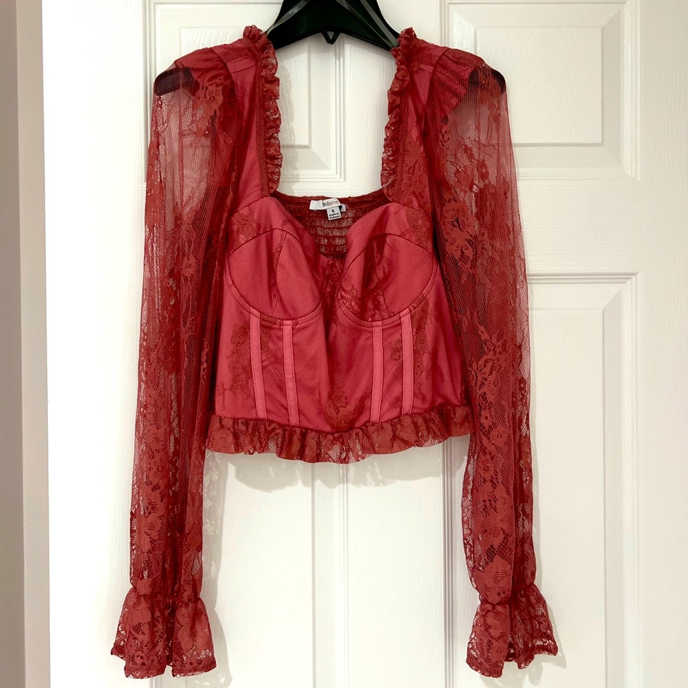 Lace long sleeve top Small